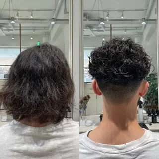 ショート パーマ メンズ ブリ—チ🌈カラ— 🌀パ—マ🌿ちえのヘアスタイル