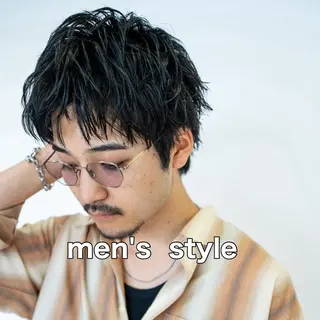 ショート メンズ 曲がる縮毛矯正 バレイヤージュ森田のヘアスタイル