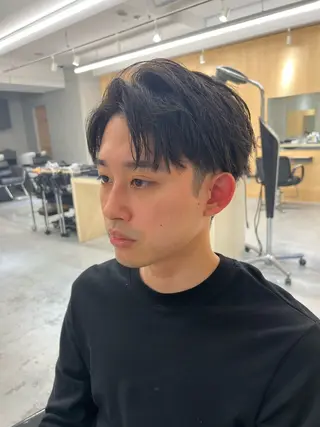 ショート メンズ 曲がる縮毛矯正 バレイヤージュ森田のヘアスタイル