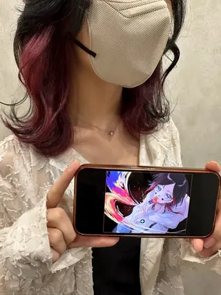 ミディアム カラー ウルフカット/デザイ ンカラー/あらげのヘアスタイル
