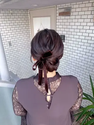 セミロング ヘアアレンジ 参列♡デートゆるふわ ヘアメイク🎀みゆうのヘアスタイル