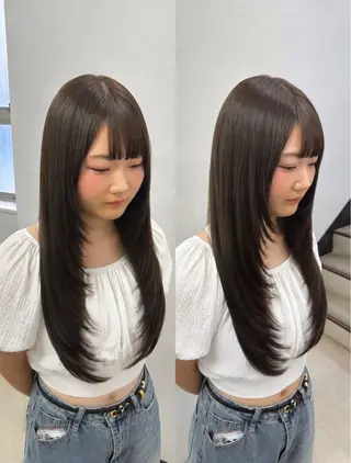 ロング 透明感×暖色カラー 🍒𝐘𝐮𝐤𝐚のヘアスタイル