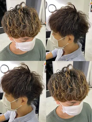 ショート カラー パーマ ヘアアレンジ メンズ 🔥メンズパーマ 特化 渡辺一翔のヘアスタイル