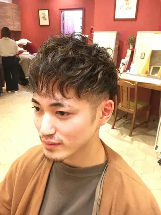 ショート カラー パーマ メンズ カット無料/髪質改善 髪質根本改善/艶髪のヘアスタイル