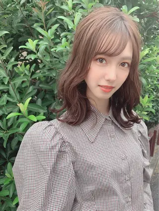 ミディアム カラー パーマ ヘアアレンジ 【公式】amble luxe池袋東口🩷のヘアスタイル