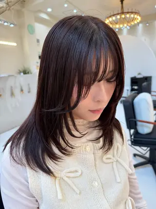 セミロング 園田奈津 ボブ・レイヤーカットのヘアスタイル