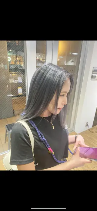 セミロング 山影✨バレイヤージュ ハイライト✨メンズ◎のヘアスタイル