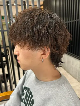 ミディアム カラー パーマ メンズ 勝毛 広貴のヘアスタイル