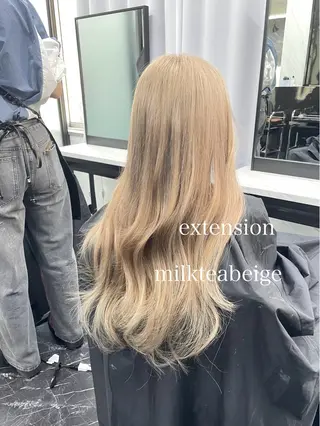 ロング カラー エクステ🩵ブリーチ 韓国ヘア🩵KAEのヘアスタイル