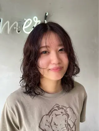 ミディアム カラー パーマ 新宿/透明感カラー/ 髪質改善/桜良のヘアスタイル