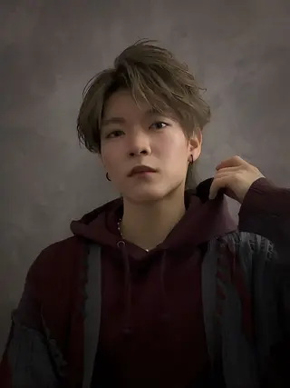 ミディアム カラー パーマ メンズ 朝久 岳志のヘアスタイル