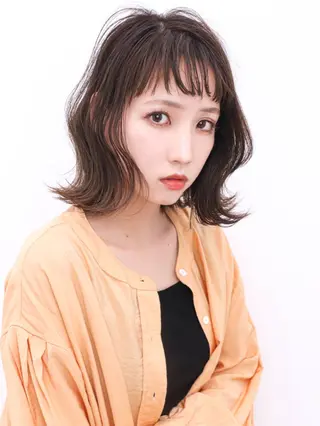 ミディアム カラー パーマ THE USUAL ユージュアルのヘアスタイル