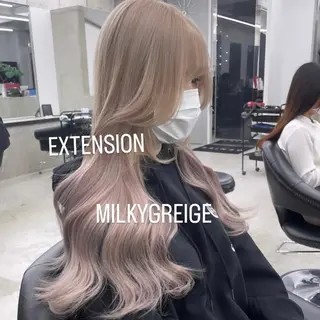 ロング カラー エクステ🩵ブリーチ 韓国ヘア🩵KAEのヘアスタイル