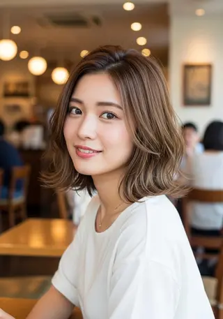 ミディアム カラー パーマ なつみ ⭐︎La  Paceのヘアスタイル