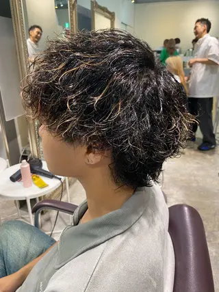ショート パーマ メンズ パーマ特化/フェザー パーマシャドウ/真生のヘアスタイル