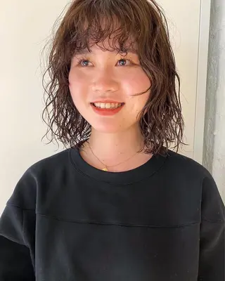 ミディアム カラー パーマ ヘアアレンジ メンズ キッズ ネイル マツエク・マツパ アイブロウ パーマスタイル🔅 sayacaのヘアスタイル