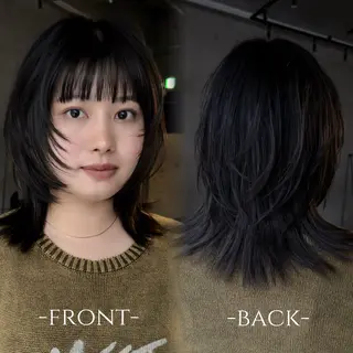 セミロング ウルフ/シャギーカッ ト/ハッシュカットのヘアスタイル