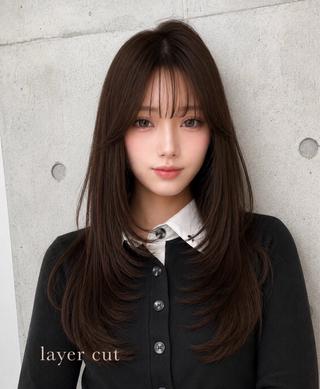 セミロング カラー ヘアアレンジ 🌫️大人韓国ヘア 🌫️naoyaのヘアスタイル