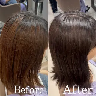 セミロング カラー 羽エクステ/シール エクステ/横浜駅5分のヘアスタイル