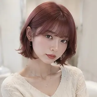 ミディアム 縮毛矯正/レイヤー/ 前髪カット/おばかんのヘアスタイル