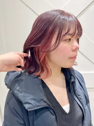 ミディアム カラー ハイトーンカラー シールエクステのヘアスタイル