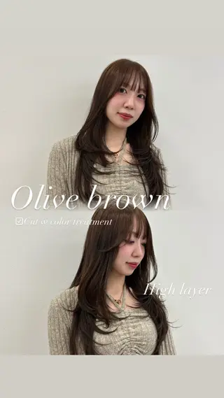 ロング カラー 抜け感レイヤー︴ ニュアンスカラーのヘアスタイル