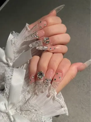 ネイル I-nailロング /ワンホン/キラキラのネイルデザイン