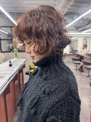 ミディアム パーマ カラー/パーマ/ 鎌田健/渋谷のヘアスタイル
