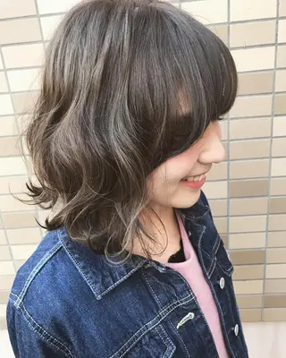 ミディアム パーマ カラー Stellar 髪質改善ステラのヘアスタイル