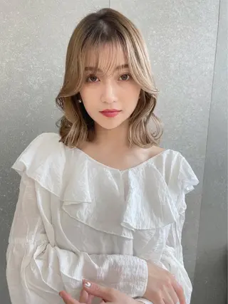 カラー rina韓国レイヤー ハッシュカットのヘアスタイル
