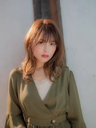 カラー パーマ セミロング VALLET博多駅 髪質改善&縮毛矯正のヘアスタイル