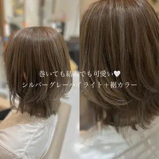ミディアム カラー 堀口 彩佳のヘアスタイル