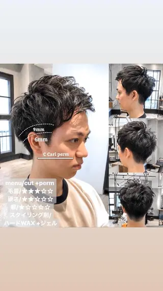 メンズ ショート パーマ メンズ特化 TAKE高崎のヘアスタイル