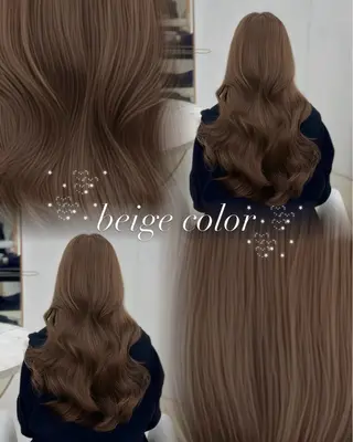 ロング カラー miyuu/ベージュ ブリーチなしWカラーのヘアスタイル