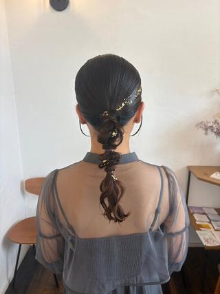 セミロング ヘアアレンジ 吉岡 茉穂のヘアスタイル