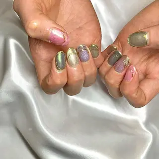 ミディアム カラー パーマ ヘアアレンジ メンズ キッズ ネイル マツエク・マツパ el. by Aoのネイルデザイン