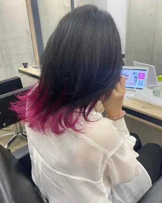セミロング カラー オリーブ/アッシュ やわらか透明感カラーのヘアスタイル