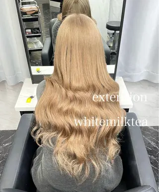 ロング カラー エクステ🩵ブリーチ 韓国ヘア🩵KAEのヘアスタイル