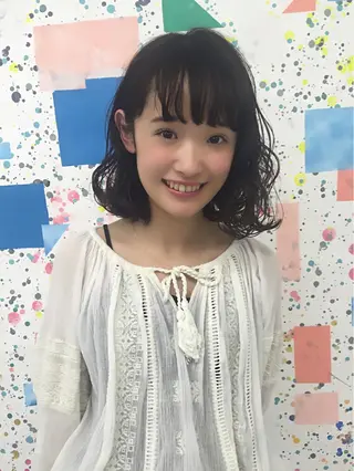 ショート ミディアム パーマ 齋藤 咲のヘアスタイル