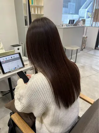 ロング パーマ 🍒モテ暖色カラー × うる艶✧ ゆなのヘアスタイル