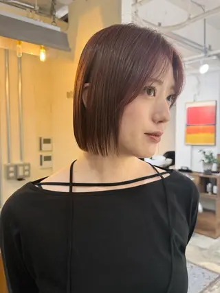ミディアム 切りっぱなしボブ/ ストレート須藤優真のヘアスタイル