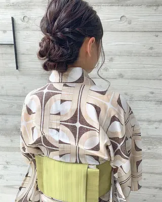 ミディアム ヘアアレンジ クニモトハルナ ボブ/柔らかカラーのヘアスタイル