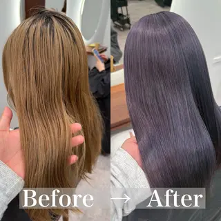 セミロング カラー 立川✨ブリーチ・ ケアブリーチ✨のヘアスタイル