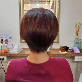 ショート カラー パーマ 韓国風レイヤーカット 上手く丁寧早い/マツのヘアスタイル