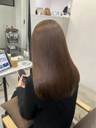 ロング パーマ 🍒モテ暖色カラー × うる艶✧ ゆなのヘアスタイル