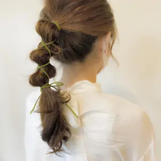 セミロング カラー ヘアアレンジ ダメージレスサロン✨ kayo🌱のヘアスタイル