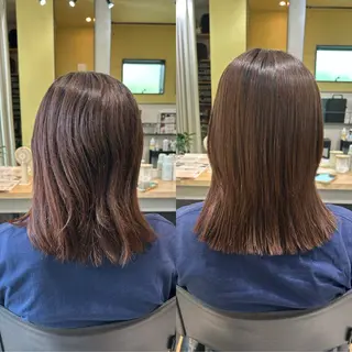 ミディアム パーマ hub hair レイヤー/透明感のヘアスタイル