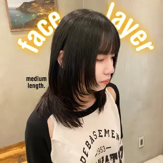 セミロング 新宿/顔周りカット +レイヤー=しずく♩のヘアスタイル
