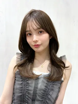 セミロング 顔周り/くびれヘア 韓国ヘア💕風間るなのヘアスタイル