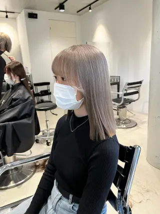 セミロング カラー 赤みゼロ/透明感 カラー🌿KANTAのヘアスタイル